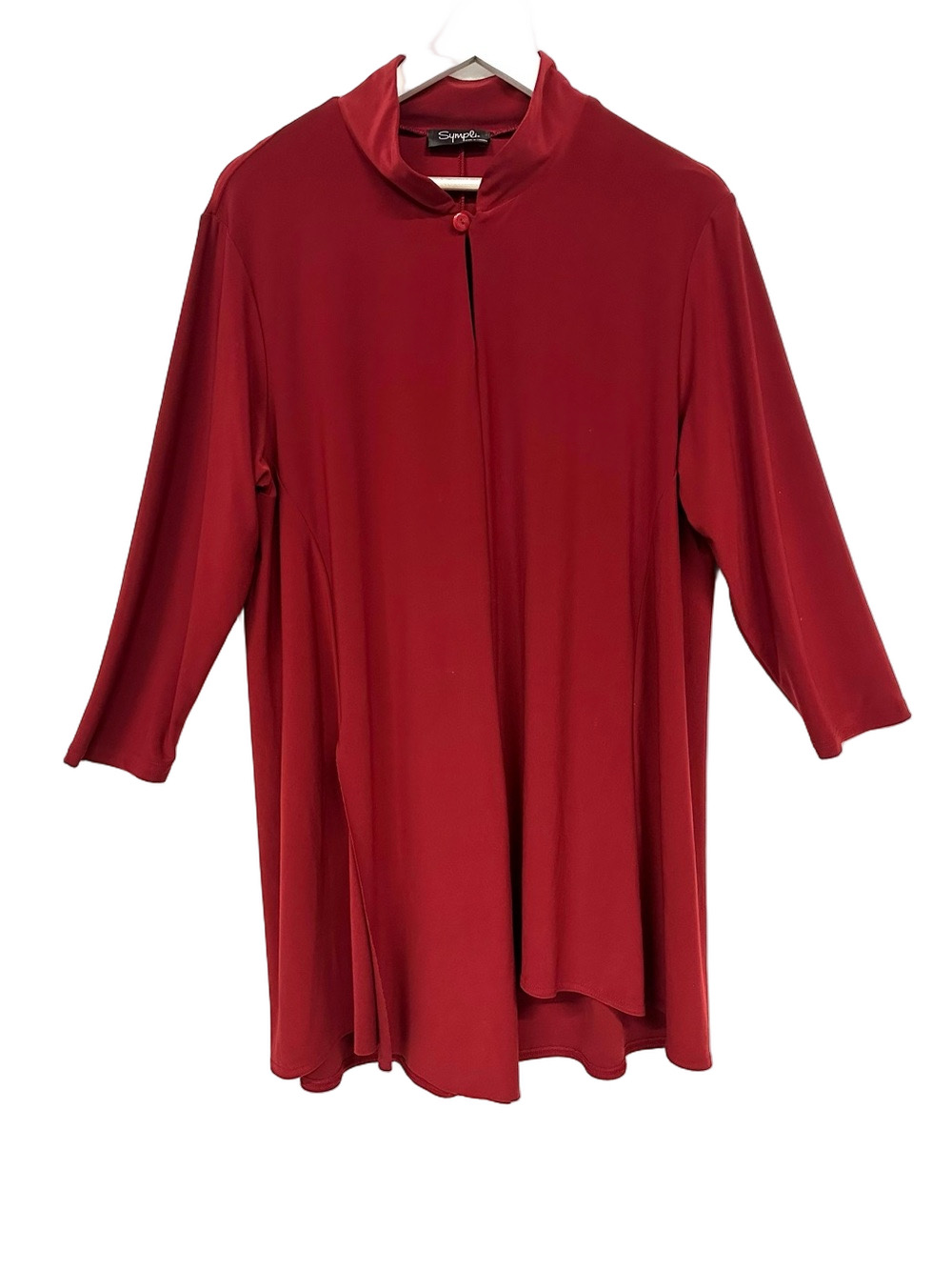 Sympli Cranberry Lagenlook Asymmetric Tunic Top L XL Made in Canada